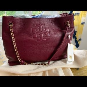 Tory brush burgundy hobo purse